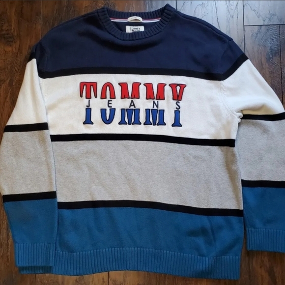 Tommy Hilfiger Other - Tommy Jeans logo Crewneck Color Block Sweatshirt Sweater Hilfiger Size XL